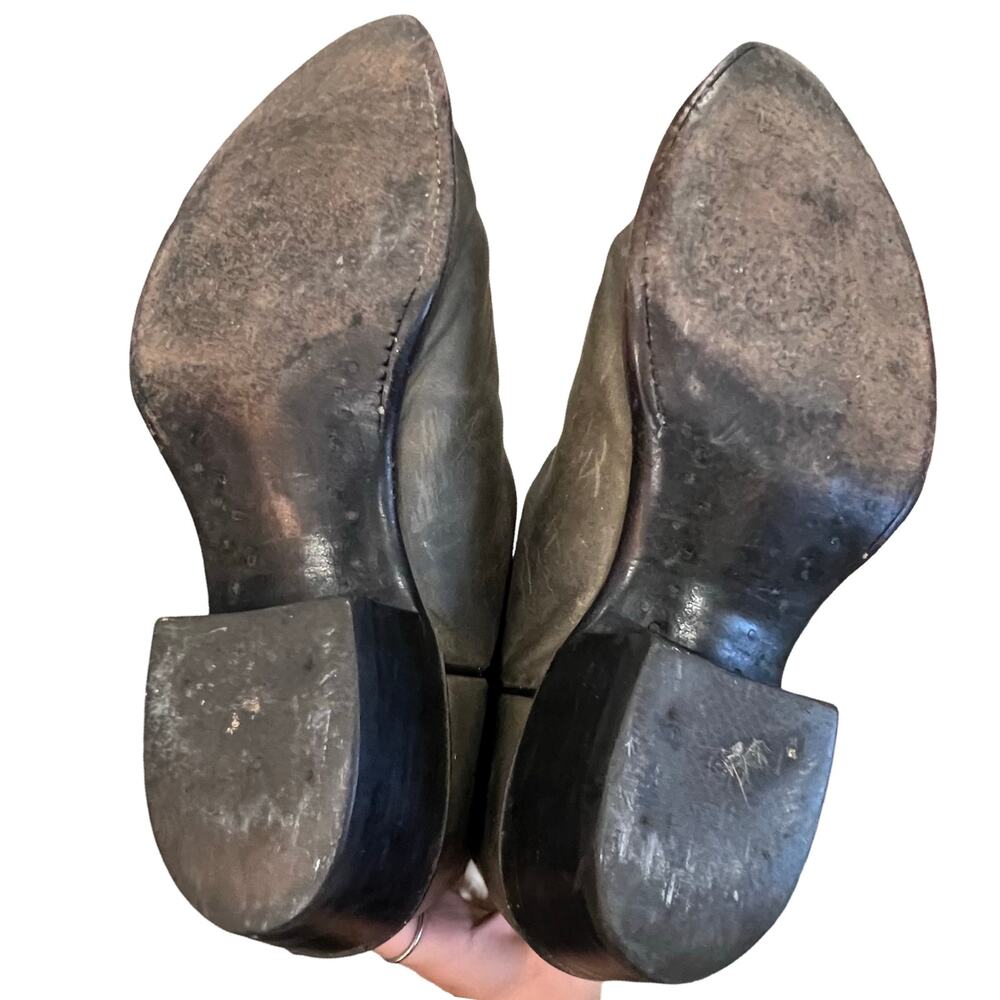 Justin Brown SIlver Leather Western Cowboy Boots Men's sz 7.5 D Women's size 9.5 - Picture 9 of 10